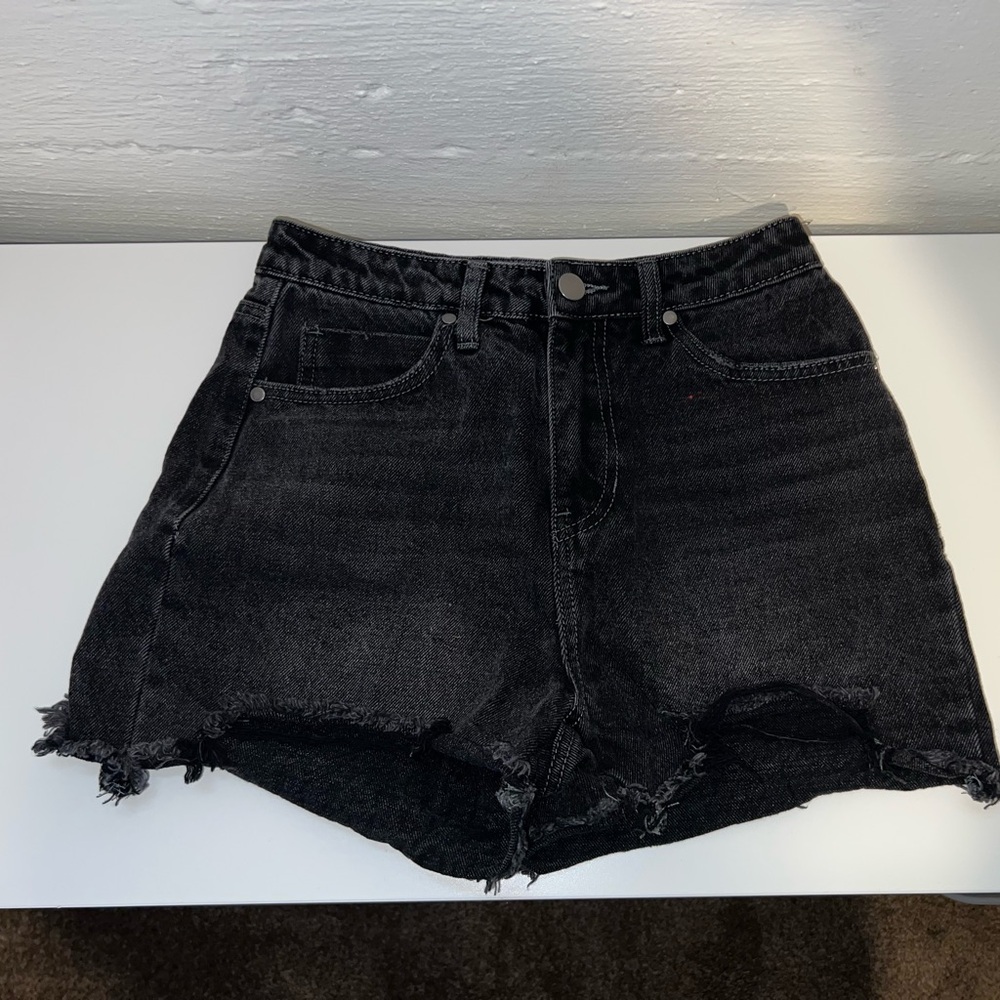 bp Black Jean Shorts Distressed Raw-Edge Hem